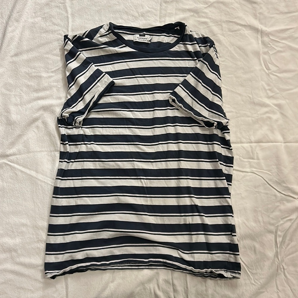 Men’s L navy and white striped Topman shirt